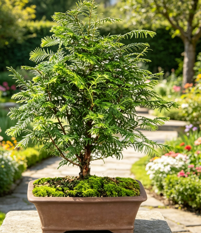 Bonsai Live Dawn Redwood Bonsai Tree, Outdoor - Medium, 3 Year Old, 14 to 20 Inches Tall - Includes Decorative Ceramic Bonsai Pot