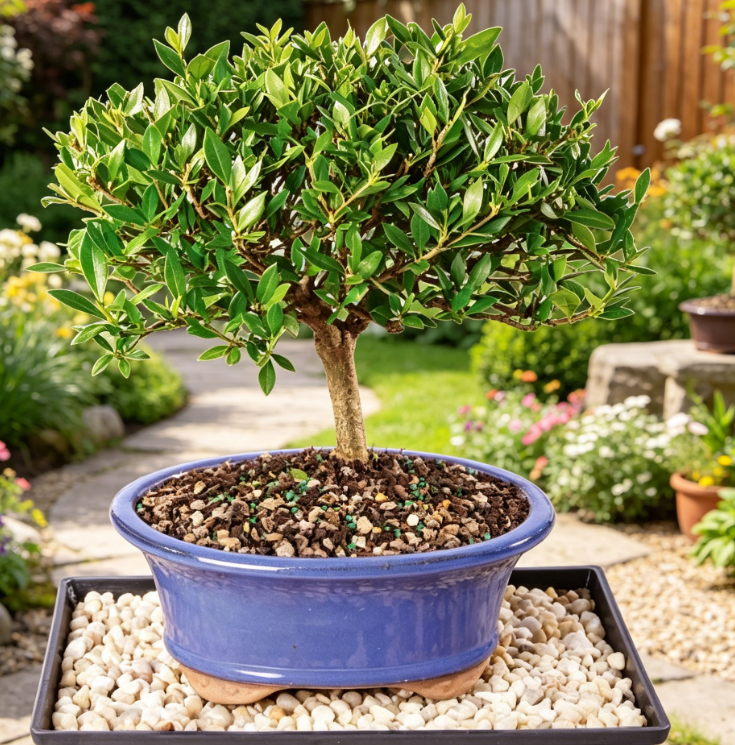 Bonsai Live Gardenia Bonsai Tree - Medium, 5 Years Old, 8 to 10 Inches Tall - Ceramic Bonsai Pot and Bonsai Humidity Tray - Image 2
